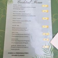 cocktail menu at Food Factory Crema in Crema