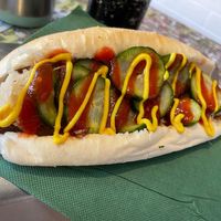 Vegan hotdog  at Run Amuk in South Fremantle