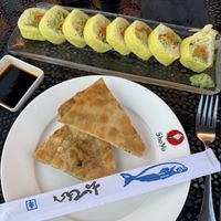 Scallion Pancake. Garden Delight Roll  at ShoYu Restaurant and Bar in Andover