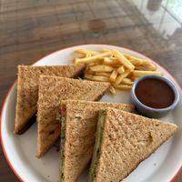 Vegan sandwiches  at Bhūmi Café in Rishikesh