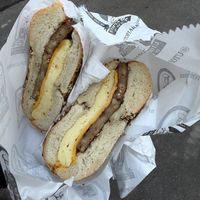 vegan sausage egg and cheesee  at Utopia Bagels in New York