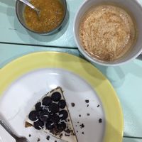 Coconut milk latte, cake and jam at Jack and the Beanstalk in Busan