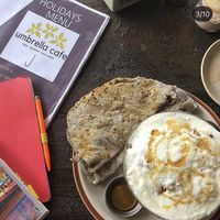 Vegan yogurt, granola and chapati at Umbrella Cafe in Pokhara