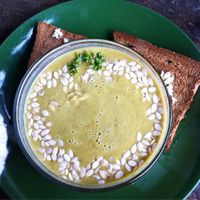 Vegan pumpkin soup at Umbrella Cafe in Pokhara