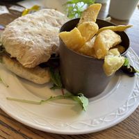 Spinach & chickpea burgerr  at The Sound Cafe in Port Erin