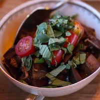Aubergine salad at Les Wagons in Zürich