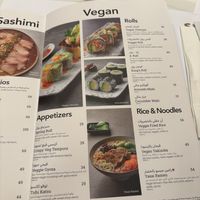 Menu showing Vegan options   at SUSHI LIBRARY WTC MALL in Abu Dhabi