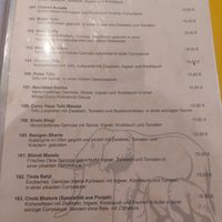 Vegan menu at Curry Haus in Hessen
