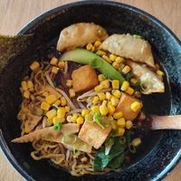 Vegan ramen with tofu and gyoza at Takumi - Japanisches Ramen Restaurant in Koblenz