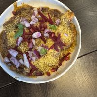 Vegan Samosa Chaat with chole   at Brar's in Mississauga