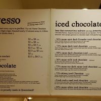 wall menu 2 at Noosa Chocolate Factory in Brisbane