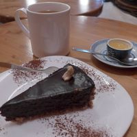 vegan chocolate cake, mmm! at Tea House in Sofia