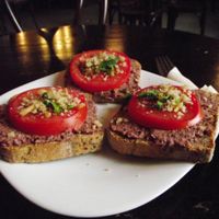 Light toast - with olive pesto, tomato, walnuts at Tea House in Sofia