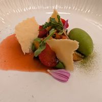 Fruit and rocket dessert. A lovely dessert at Trèfle in Lyon
