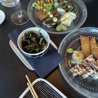 Vegan sushi and wakame salad  at Sushibar+Wine Kallio in Uusimaa