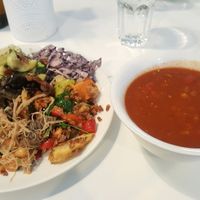 lentil soup and salad buffet at OmNam in Helsinki