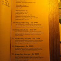 Menu at La Luna Hiri in Southern Province