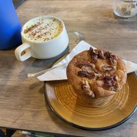 Vegan cake and drink  at Leaf Lounge Cafe in Herne Bay