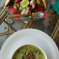 kichari and salad  at Pumpernicle German Bakery in Rishikesh