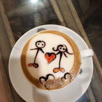 Valentine’s Day Soy Cappuccino  at Pumpernicle German Bakery in Rishikesh
