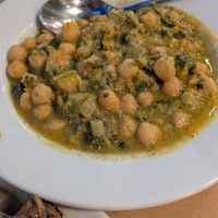 Chickpea with spinach and tahini at Tempelis in Iraklio