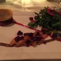Roasted beets and arugula vegan first course at Cedar Restaurant in Washington