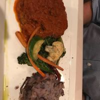 Vegan meatloaf w veggies and potatoes  at Cedar Restaurant in Washington