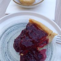Cheesecake and Portuguese custard tart at Sprout in Exeter