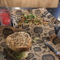 Poutine and Greek burger  at Boon Burger Cafe in Barrie