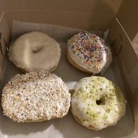 London fog, vanilla sprinkle, rose pistachio, and coconut cream.  at bloomer's in Toronto