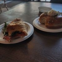 Pumpkin spice donut, and filled crossaint at bloomer's in Toronto