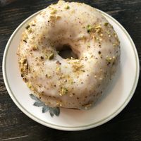 Rosewater pistachio doughnut at bloomer's in Toronto