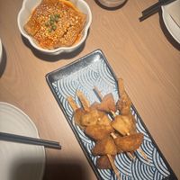 Bean curd, mushroom skewers  at Qingchun Pumen (Pacific Ocean New World Branch) in Shanghai