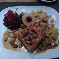 Autumn dish with pastetli and spaetzle at Prélude in Luzern