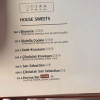 Menu  at Cremma Suadiye in Istanbul