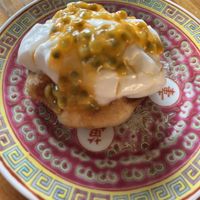 Mini waffle with orly whip and fresh granadillas ( from our garden!)  at Waffle Revolution in Johannesburg