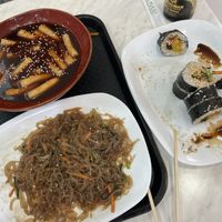 Tteok-bokki, gimbap and japchae   at Kimchee in Christchurch