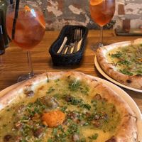 vegan potato cheese and sweet potato egg and aperol-like lemonadee   at Feliczita in Województwo łódzkie