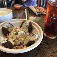 Great falafel , creamy coleslaw combo at Hearty Eats in Shelburne Falls