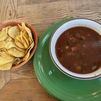 Vegan Chili with chips  at Laughing Planet Cafe in Reno