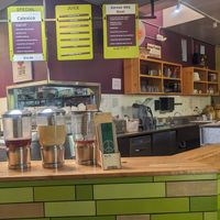 Front counter, specials board, teas and lemonade at Laughing Planet Cafe in Reno