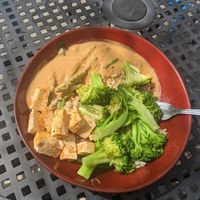 My go-to is the Thai bowl with tofu, no slaw at Laughing Planet Cafe in Reno