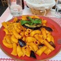 Rich tomato sauce with very well cooked pasta. at Spaghetti & Co. in Sicilia