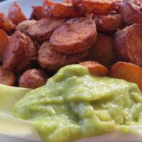 Patas Bravas (seasoned wild potatoes) with guacamole at Viva Zapata in Saarbrucken