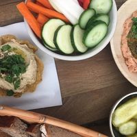 Hummus and fresh veggies  at Hummus Amamamusi in Krakow