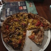 Marg Pizza with vegan cheese at Blackman's Brewery Bar and Restaurant in Torquay