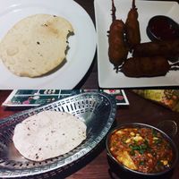 Soy kebab and tofu curry . Chapati and naan at Veg Kitchen in Tokyo