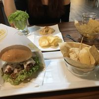 Crispy Mushroom burger + chips at Cloud Dreaming in Penang