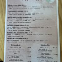 Fall menu   at Planted Foods Cafe in Sacramento