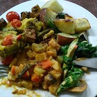 For R95 you may fill up your plate with the day's specials.  at Fruits and Roots in Johannesburg